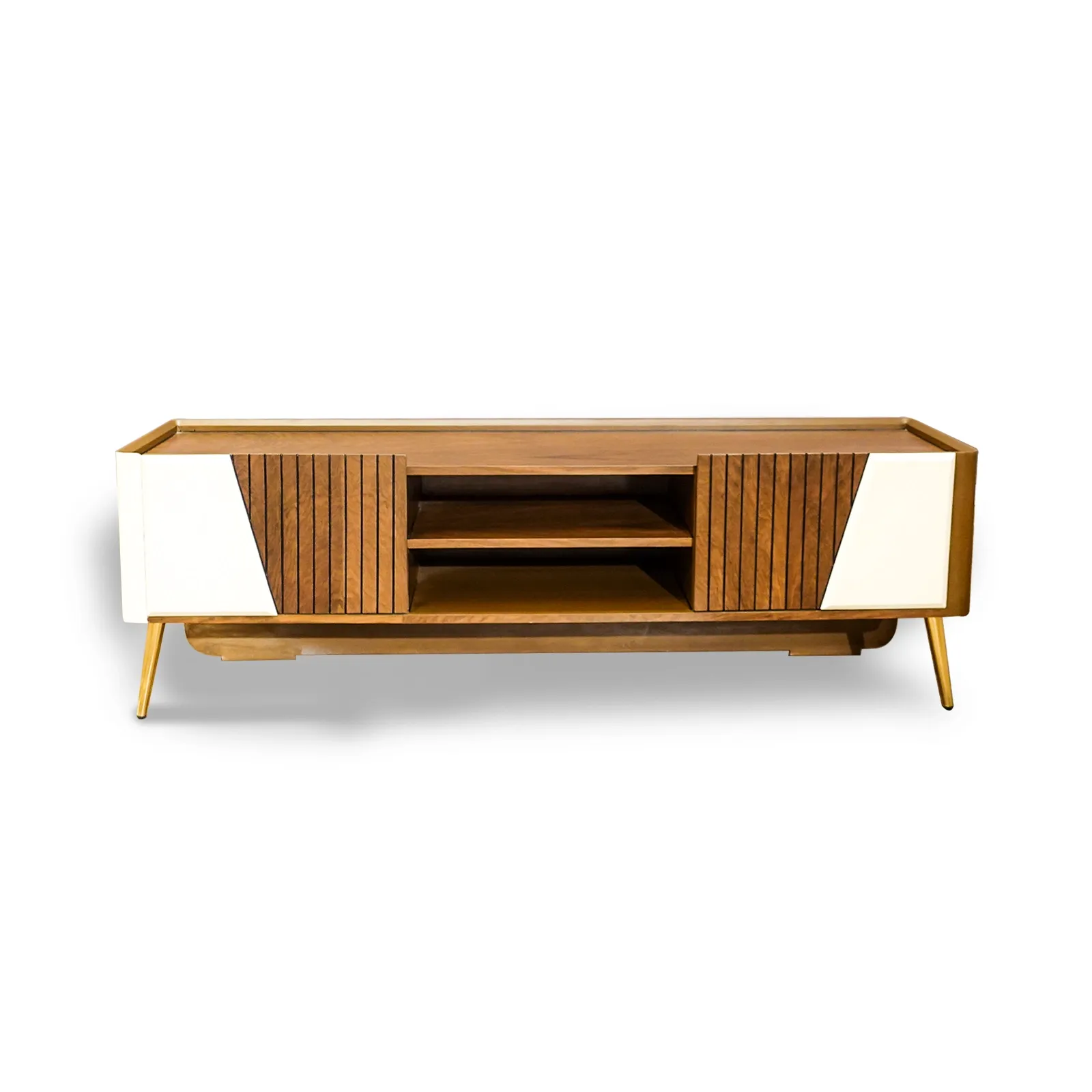 Consoles TV Modern Walnut & Cream TV Console - Image 1